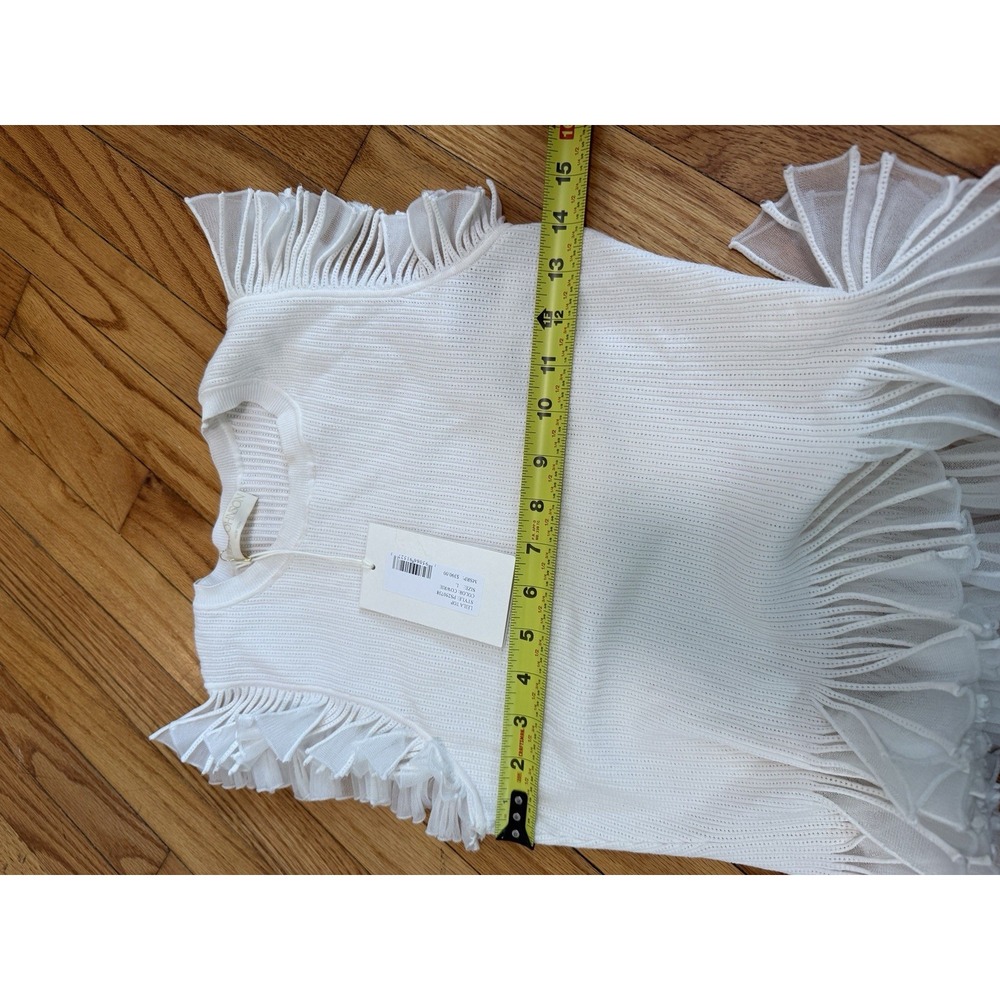 Ulla Johnson NWT Leila Flutter Sleeve and Hem Blouse in Cowrie White Size Large - Picture 7 of 7